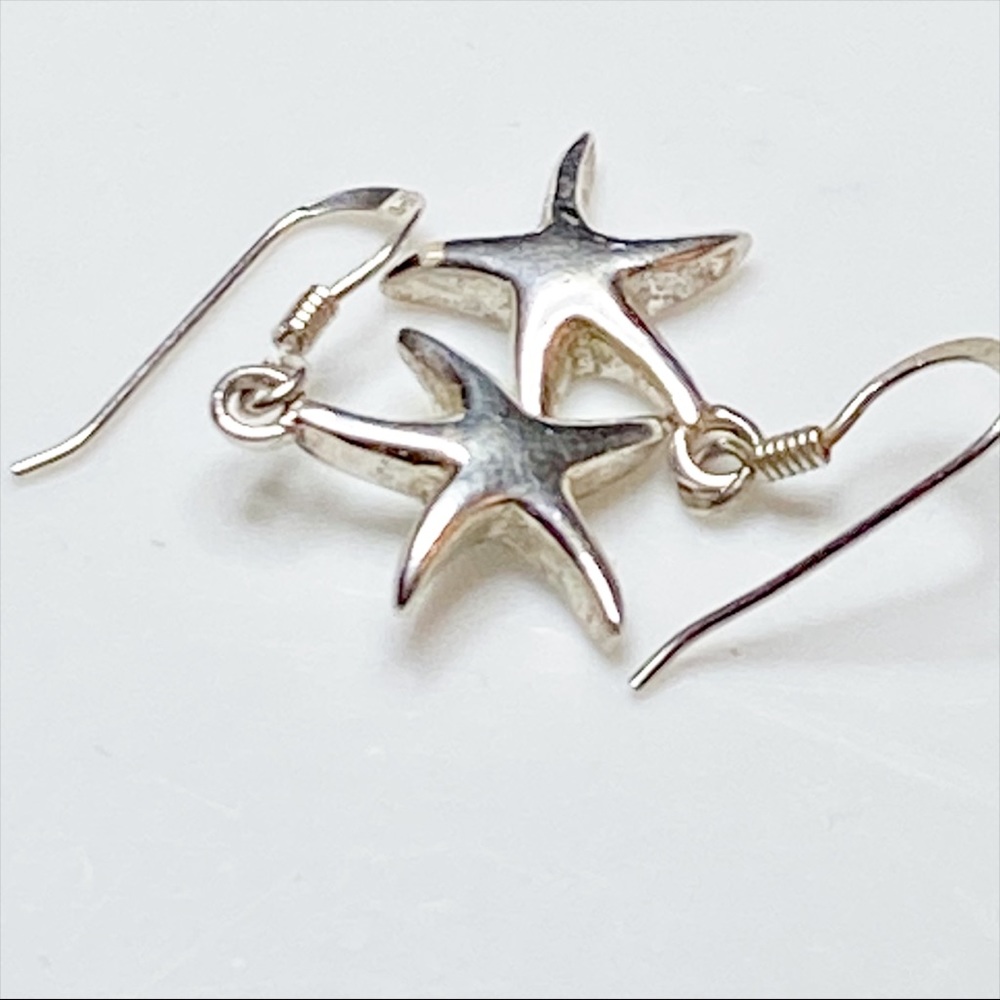 Sterling Silver 925 ATI Dangle Starfish Earrings - Picture 2 of 6